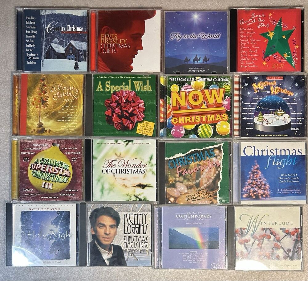 16 Christmas CDs -Elvis, Kenny Loggins, Contemporary Christain, Country ++EUC
